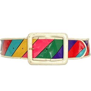 Vintage Givenchy Rainbow Belt Multicolor Vinyl Size Small